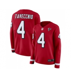 Women's Atlanta Falcons #4 Giorgio Tavecchio Limited Red Therma Long Sleeve Football Jersey