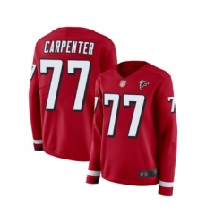 Women's Atlanta Falcons #77 James Carpenter Limited Red Therma Long Sleeve Football Jersey