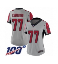 Women's Atlanta Falcons #77 James Carpenter Limited Silver Inverted Legend 100th Season Football Jersey