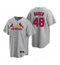 Men's Nike St. Louis Cardinals #48 Harrison Bader Gray Road Stitched Baseball Jersey