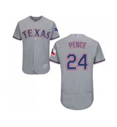 Men's Texas Rangers #24 Hunter Pence Grey Road Flex Base Authentic Collection Baseball Jersey