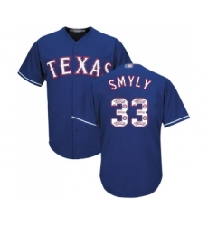 Men's Texas Rangers #33 Drew Smyly Authentic Royal Blue Team Logo Fashion Cool Base Baseball Jersey