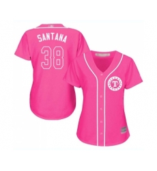 Women's Texas Rangers #38 Danny Santana Replica Pink Fashion Cool Base Baseball Jersey