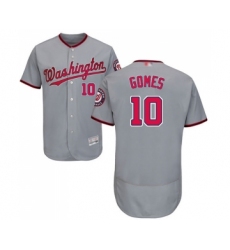 Men's Washington Nationals #10 Yan Gomes Grey Road Flex Base Authentic Collection Baseball Jersey