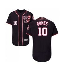 Men's Washington Nationals #10 Yan Gomes Navy Blue Alternate Flex Base Authentic Collection Baseball Jersey