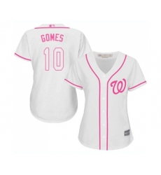 Women's Washington Nationals #10 Yan Gomes Replica White Fashion Cool Base Baseball Jersey