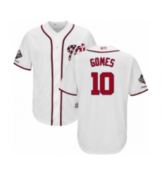 Youth Washington Nationals #10 Yan Gomes Authentic White Home Cool Base 2019 World Series Champions Baseball Jersey