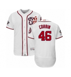 Men's Washington Nationals #46 Patrick Corbin White Home Flex Base Authentic Collection 2019 World Series Champions Baseball Jersey
