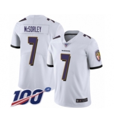 Men's Baltimore Ravens #7 Trace McSorley White Vapor Untouchable Limited Player 100th Season Football Jersey