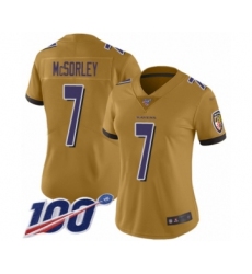 Women's Baltimore Ravens #7 Trace McSorley Limited Gold Inverted Legend 100th Season Football Jersey