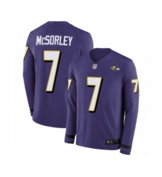 Youth Baltimore Ravens #7 Trace McSorley Limited Purple Therma Long Sleeve Football Jersey