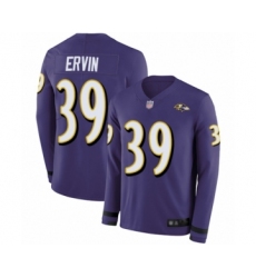 Men's Baltimore Ravens #39 Tyler Ervin Limited Purple Therma Long Sleeve Football Jersey