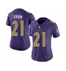 Women's Baltimore Ravens #21 Tyler Ervin Limited Purple Rush Vapor Untouchable Football Jersey
