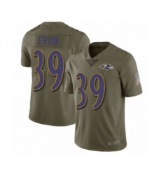 Youth Baltimore Ravens #39 Tyler Ervin Limited Olive 2017 Salute to Service Football Jersey