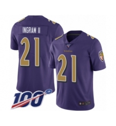 Men's Baltimore Ravens #21 Mark Ingram II Limited Purple Rush Vapor Untouchable 100th Season Football Jersey