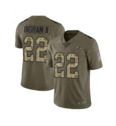 Men's Baltimore Ravens #22 Mark Ingram II Limited Olive Camo Salute to Service Football Jersey