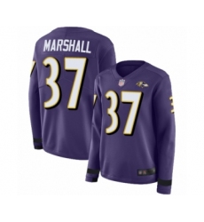 Women's Baltimore Ravens #37 Iman Marshall Limited Purple Therma Long Sleeve Football Jersey