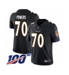 Men's Baltimore Ravens #70 Ben Powers Black Alternate Vapor Untouchable Limited Player 100th Season Football Jersey