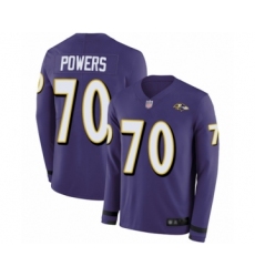 Men's Baltimore Ravens #70 Ben Powers Limited Purple Therma Long Sleeve Football Jersey