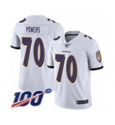 Men's Baltimore Ravens #70 Ben Powers White Vapor Untouchable Limited Player 100th Season Football Jersey