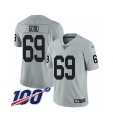 Men's Oakland Raiders #69 Denzelle Good Limited Silver Inverted Legend 100th Season Football Jersey