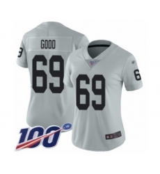Women's Oakland Raiders #69 Denzelle Good Limited Silver Inverted Legend 100th Season Football Jersey