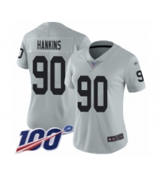 Women's Oakland Raiders #90 Johnathan Hankins Limited Silver Inverted Legend 100th Season Football Jersey