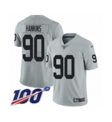 Youth Oakland Raiders #90 Johnathan Hankins Limited Silver Inverted Legend 100th Season Football Jersey