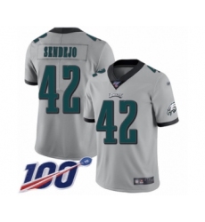Men's Philadelphia Eagles #42 Andrew Sendejo Limited Silver Inverted Legend 100th Season Football Jersey