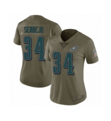 Women's Philadelphia Eagles #34 Andrew Sendejo Limited Olive 2017 Salute to Service Football Jersey