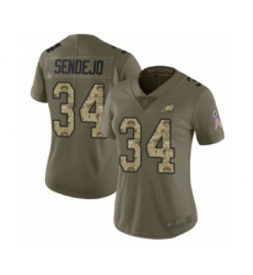 Women's Philadelphia Eagles #34 Andrew Sendejo Limited Olive Camo 2017 Salute to Service Football Jersey