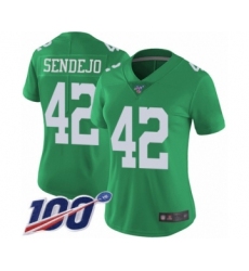 Women's Philadelphia Eagles #42 Andrew Sendejo Limited Green Rush Vapor Untouchable 100th Season Football Jersey