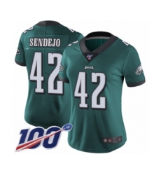 Women's Philadelphia Eagles #42 Andrew Sendejo Midnight Green Team Color Vapor Untouchable Limited Player 100th Season Football Jersey