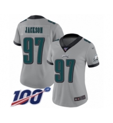 Women's Philadelphia Eagles #97 Malik Jackson Limited Silver Inverted Legend 100th Season Football Jersey