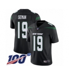 Men's New York Jets #19 Trevor Siemian Black Alternate Vapor Untouchable Limited Player 100th Season Football Jersey