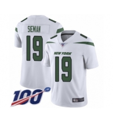 Men's New York Jets #19 Trevor Siemian White Vapor Untouchable Limited Player 100th Season Football Jersey