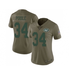Women's New York Jets #34 Brian Poole Limited Olive 2017 Salute to Service Football Jersey