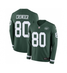 Youth New York Jets #80 Jamison Crowder Limited Green Therma Long Sleeve Football Jersey