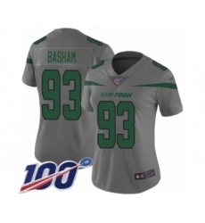 Women's New York Jets #93 Tarell Basham Limited Gray Inverted Legend 100th Season Football Jersey