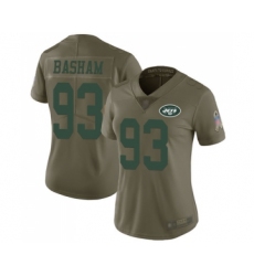 Women's New York Jets #93 Tarell Basham Limited Olive 2017 Salute to Service Football Jersey