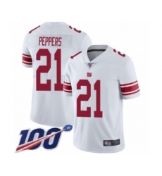 Men's New York Giants #21 Jabrill Peppers White Vapor Untouchable Limited Player 100th Season Football Jersey