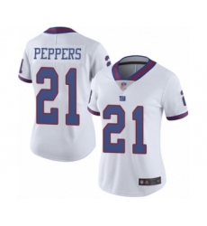 Women's New York Giants #21 Jabrill Peppers Limited White Rush Vapor Untouchable Football Jersey