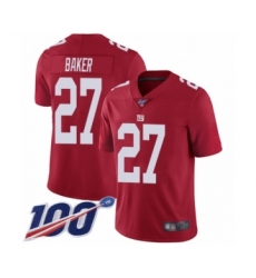 Men's New York Giants #27 Deandre Baker Red Limited Red Inverted Legend 100th Season Football Jersey