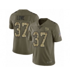 Men's New York Giants #37 Julian Love Limited Olive Camo 2017 Salute to Service Football Jersey