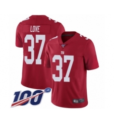 Men's New York Giants #37 Julian Love Red Limited Red Inverted Legend 100th Season Football Jersey