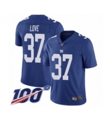 Men's New York Giants #37 Julian Love Royal Blue Team Color Vapor Untouchable Limited Player 100th Season Football Jersey