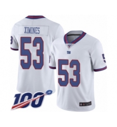 Men's New York Giants #53 Oshane Ximines Limited White Rush Vapor Untouchable 100th Season Football Jersey