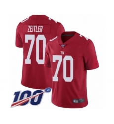 Men's New York Giants #70 Kevin Zeitler Red Limited Red Inverted Legend 100th Season Football Jersey