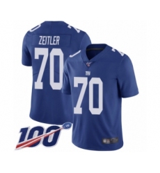Men's New York Giants #70 Kevin Zeitler Royal Blue Team Color Vapor Untouchable Limited Player 100th Season Football Jersey