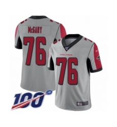 Men's Atlanta Falcons #76 Kaleb McGary Limited Silver Inverted Legend 100th Season Football Jersey